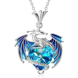 Elegant Ladies Dragon Colorful Blue Pendant Necklace with gift box - Picture 1 of 2