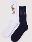 Polo Ralph Lauren Men Spectra Rainbow Crew Socks 2 Pair Sock Size 10-13