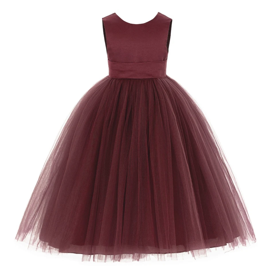 Атлас цветок девочка платье с бантом вечеринки платья подружки невесты платье выпускного - Изображение 1 из 1