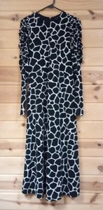 Ann Taylor Black Animal Print Long Sleeve Lightweight Sexy Dress size 2 - Picture 1 of 6