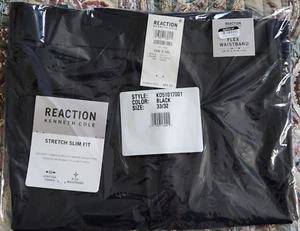 Kenneth Cole Reaction Black Men's Stretch Flex Slim Fit Dress Pants 33 x 32 - Picture 1 of 3