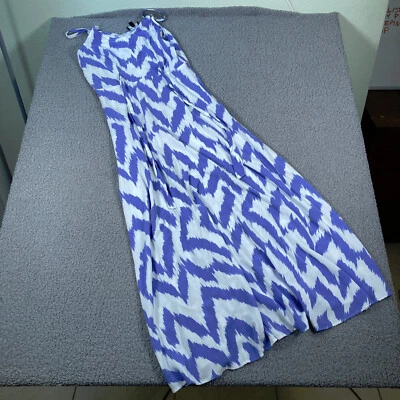 Maxi Vestido Ivy Street Talla M Sin Mangas Azul Blanco Espiga Cremallera Foto 1 de 4