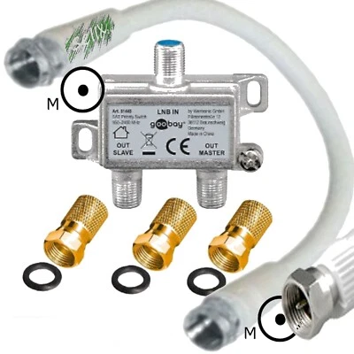 Kabel Vorrang Schalter Verteiler Umschalter Master Slave 1 LNB 2 SAT Receiver Go - Bild 1 von 2