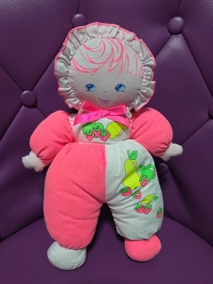 Vintage Les Toufous Mundia Peluche doudou  petite poupée blanc et rose 30 Cm - Photo 1/2