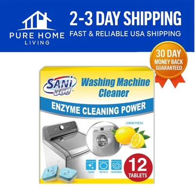 Enzyme Activated Washing Machine Cleaner - 12 Tablets for Odor-Free Efficiency - Image 1 of 4