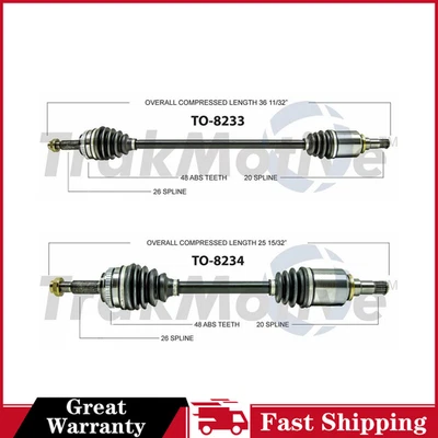 Conjunto de 2 conjuntos de eje de junta CV delantera TrakMotive para Vibe Corolla Matrix Foto 1 de 4