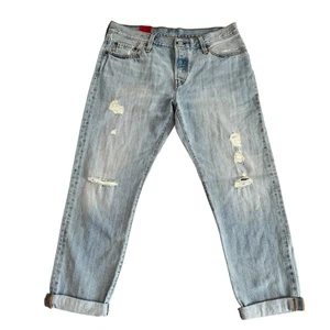 Levi's 501 CT 32x29 Light Wash Distressed Cropped Tapered Damen Jeans - Bild 1 von 13