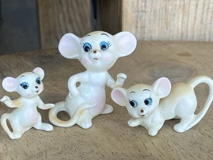Drei Vintage Maus Figuren Set Bone China Japan Miniatur handbemalt - Bild 1 von 12