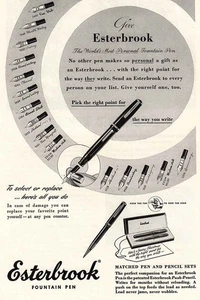 1948 Esterbrook: Fine Stub, Flexible Writing, Posting Vintage Print Ad - Picture 1 of 1