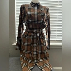 Neu Burberry Giovanna beige kariert kariert Hemdkleid Hemdkleid US Größe 4 6 8 - Bild 1 von 7