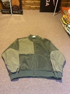 Vintage 1990s Columbia Sportswear Military Green Olive Fleece Tech Bomber Jacket - Picture 1 of 15