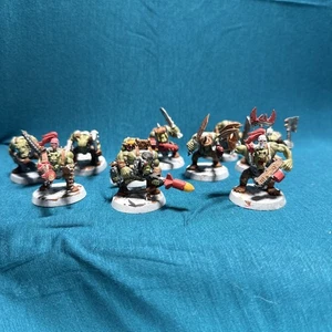 40K Space Ork Boyz x 10 Orks Pintado Choppas Big Shoota Rokkit Launcha Y Nob C - Imagen 1 de 2