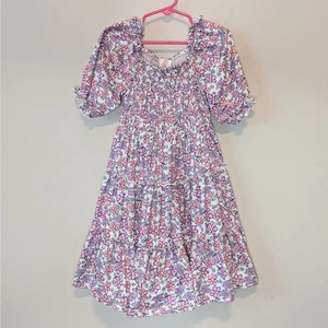 Mila & Rose Floral Smocked Dress Size 5-6 Purple Pink Ruffle Fit and Flare - Picture 1 of 5