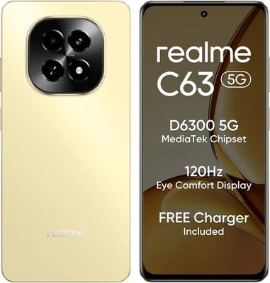 Realme C63 5G (RAM 6GB, 128GB) Gold 6.67" 32MP Dimensity 6300 Global Version. - Immagine 1 di 4