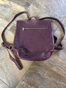 Portland Leather Goods Classic Pebbled Purple Tote Rucksack Full Grain Bag Handtasche - Bild 1 von 13