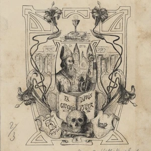 Exlibris Zeichnung Tinte Ottonis Ritzer Orig Symbolismus monogrammiert um 1905 - Picture 1 of 3