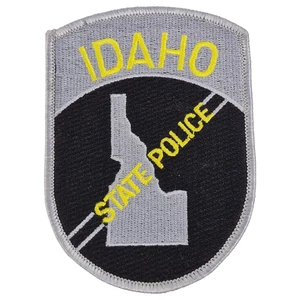 Vtg IDAHO State Police USA Shoulder Patch Badge Cloth Size Med  3" X 4" Grey Vg - Picture 1 of 6