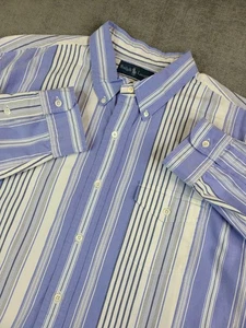 Vintage Polo Ralph Lauren Oxford Hemd Herren XXL blau gestreift Pattentasche Knopf - Bild 1 von 7