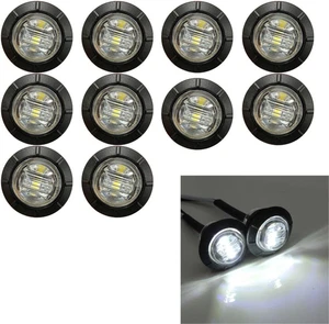 3/4" round White LED Front Rear Side Marker Indicators Light Waterproof B - Picture 1 of 18