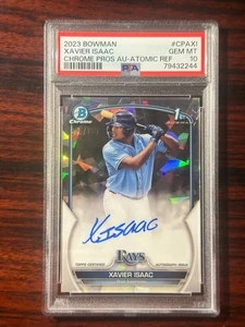 Xavier Isaac 2023 First Bowman Chrome Atomic Refractor Prospect Auto /100 PSA 10 - Picture 1 of 2