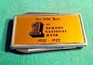 1st Newton National Bank 50th year 1982 Vintage Adv Pocket Knife & File Barlow - Picture 1 of 8