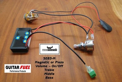TONE MONSTER SEB3-M Guitar Bass Preamp 3B EQ Magnetic or Piezo Custom Builds - Image 1 of 2