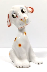 Tall White Spotted Dog Salt Pepper Shaker Vintage Japan - Picture 1 of 12