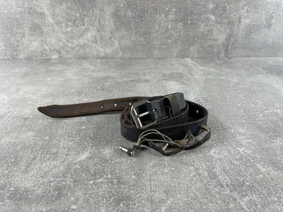 Cinturón Vintage Avant Garde Cuero Marrón Punta Bala Acentos Inspirado en Italia Talla 118 Foto 1 de 4