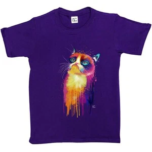 1 Tee Kinder Mädchen Aquarell Abstrakt Mürrische Katze T-Shirt - Bild 1 von 15