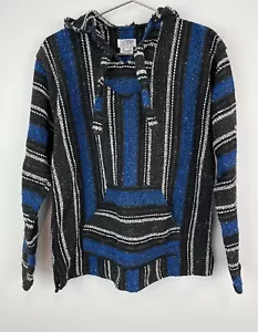 Mexicali blau grau gestreift Baja Joe Öko Hippie Hoodie Pullover Oberteil S Small - Bild 1 von 6