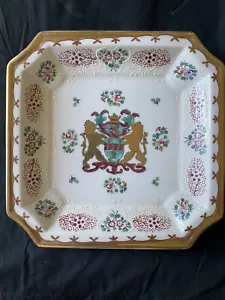 Vintage Edme Samson Porzellan Wappen dekorativ quadratisch Teller/Schüssel - Bild 1 von 2