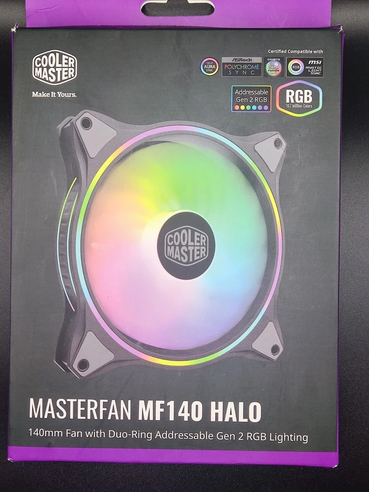 Cooler Master MasterFan MF140 Halo ARGB - Dual Ring Addressable RGB Lighting,... - Image 1 of 2