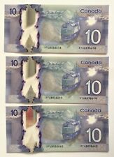 CANADA, 2013, "BANK OF CANADA" $10X 3 POLYMER PREFIX-FTU-8838658-60 UNCIRCULATED