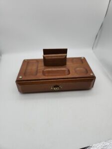 VTG Powell Wooden Valet Jewelry Box Butler 11” Vanity Tray Organizer Drawer