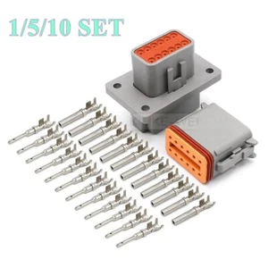 Deutsch DT-Serie 12 Polig Flansch Halterung Steckverbinder Stecker Buchse Set - Picture 1 of 6