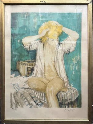 Lithographie de Pierre LETELLIER (1928-2000)  Femme blonde assise - Photo 1/4