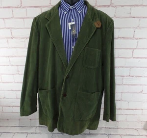 VTG Eddie Bauer Mens 46L Corduroy Green Sport Coat Jacket 2 Button Front - Picture 1 of 10