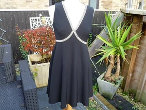 BLACK TED BAKER DIAMANTE DRESS SIZE 10 2 - Picture 1 of 4