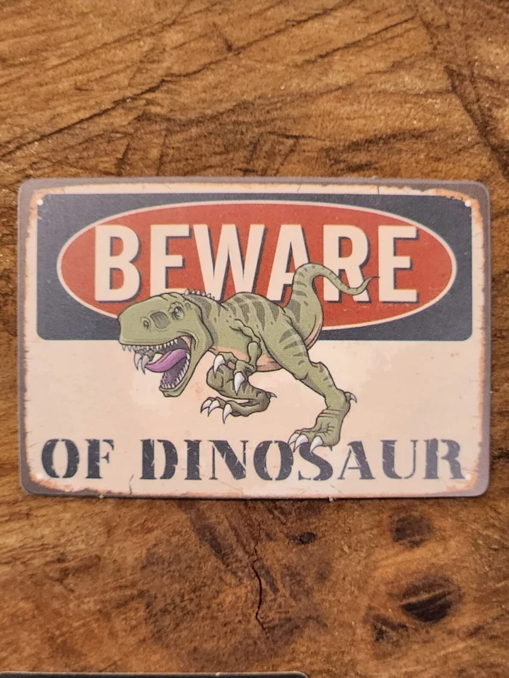 DINOSAUR STICKER Caution Warning Beware Danger T-Rex Raptor Lizard Jurassic Park - Image 1 of 1