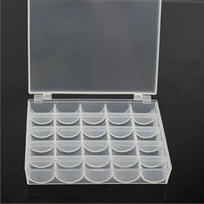 25 Spools Empty Bobbins Sewing Machine Bobbin Case Organizer Storage Plastic Box - Image 1 of 4