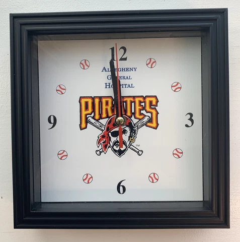 Pittsburgh Pirates black square wall shelf clock - allegheny general hospital Cover