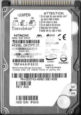 HITACHI DK23FB-20 20GB IDE HARD DRIVE  A/A0C1  B/A - Image 1 of 2