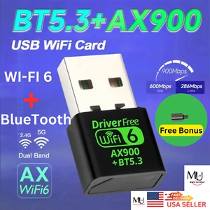 Dual Band Mini USB Wifi 6 AX900M 802.11AX Wifi Bluetooth Dongle for PC Win 10/11 - Picture 1 of 11