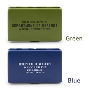 Kikkerland SURPLUS ARMY CARD HOLDER wahlweise blau oder grün OR28 massiver Stahl - Bild 1 von 3