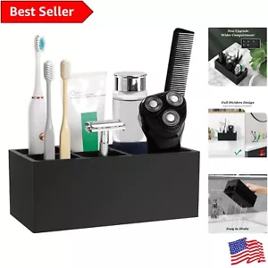 Decorative Resin Toothbrush Holder with 5 Slots - Bathroom Organizer - Black - Picture 1 of 9