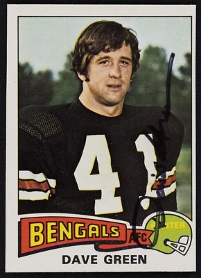 Dave Green Signed 1975 Topps Football Card #394 Bengals Auto - Image 1 of 2