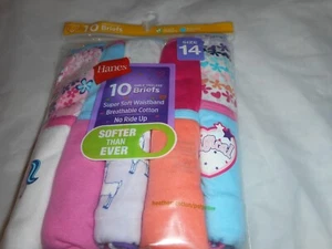 Hanes 10 Pk Girl's Multicolor Tagless Brief SIZE 14 - Picture 1 of 12