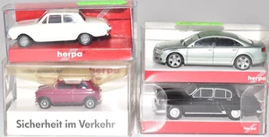 Herpa H0 1:87 4 x Pkw: Audi A8, Wolga M21, Mini, Ford 17M alle in OVP 4tlg. - Bild 1 von 3