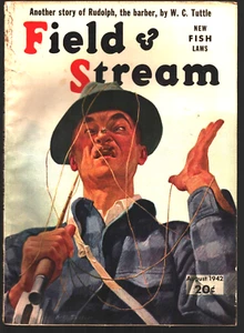 August 1942 Field & Stream Magazine - Funny Cover & Color Ads, VTG Hunting - Picture 1 of 3
