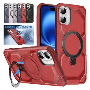 For iPhone 16 15 Pro Max 14 13 12 11 Shockproof Magnetic Magsafe Ring Stand Case - Picture 1 of 54